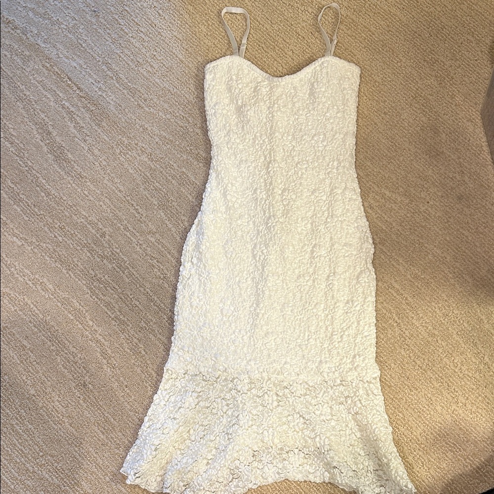 French Connection Cream Textured Midi Dress